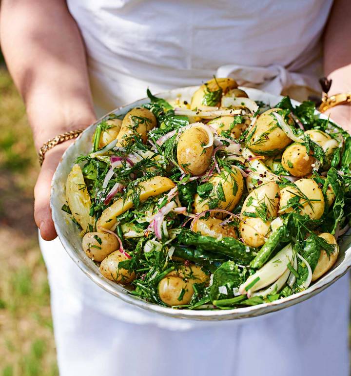Spinach and herb potato salad