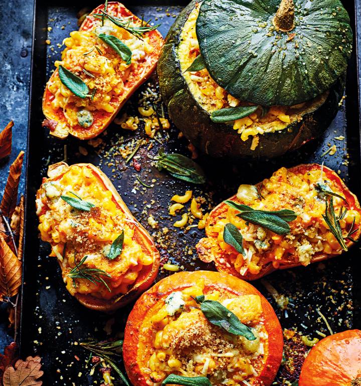Mac and 3-cheese stuffed squash