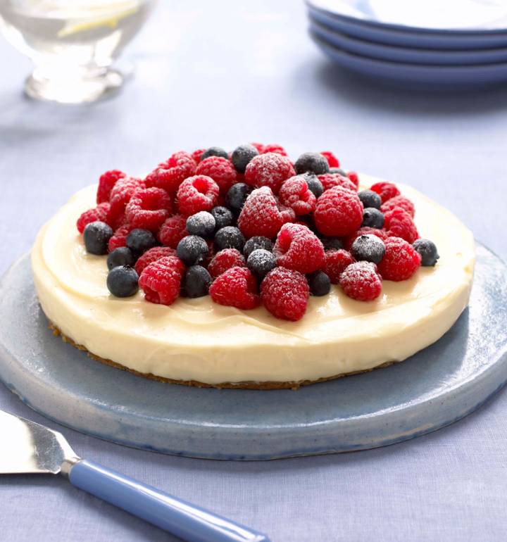 Heavenly lemon cheesecake on a ginger crust