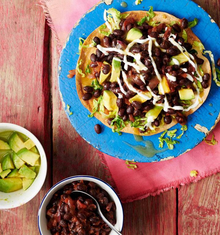 Avocado and black bean tacos