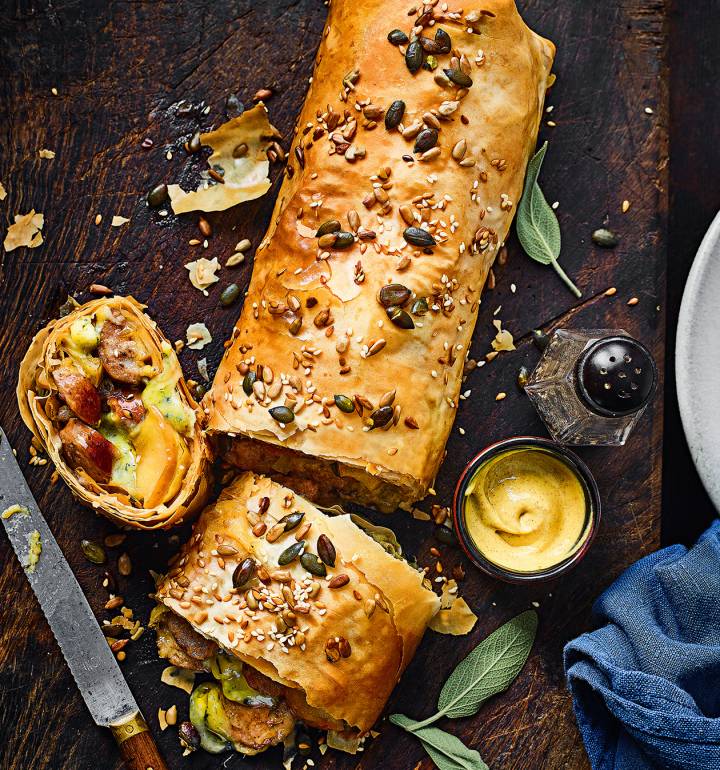 Reader recipe: sausage, apple and Stilton strudel