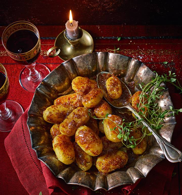 Honey-mustard fondant potatoes