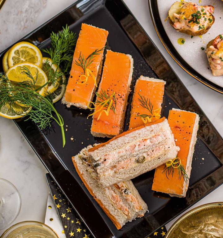 Smoked salmon finger sandwiches
