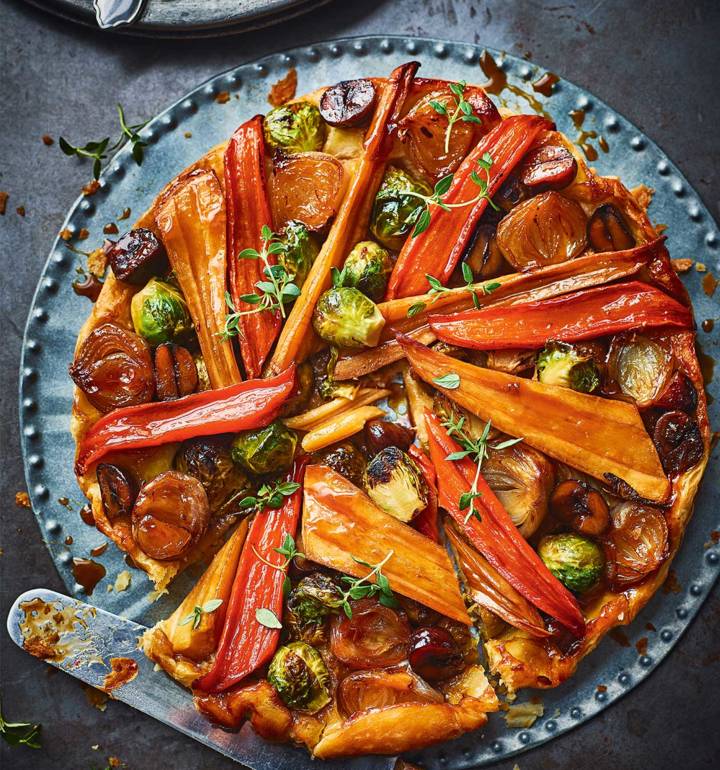 Christmas veggie tarte tatin