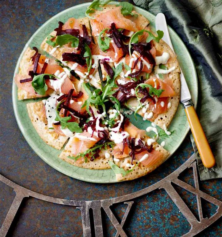 Sharing ‘blini’ with smoked salmon and beetroot