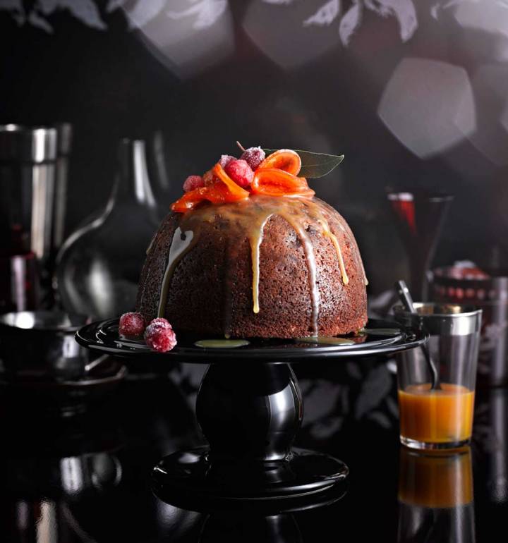 Clementine, date and hazelnut Christmas pudding