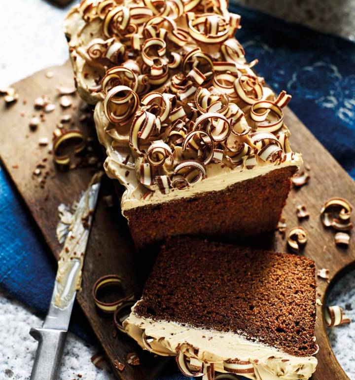 Mocha cake with latte icing