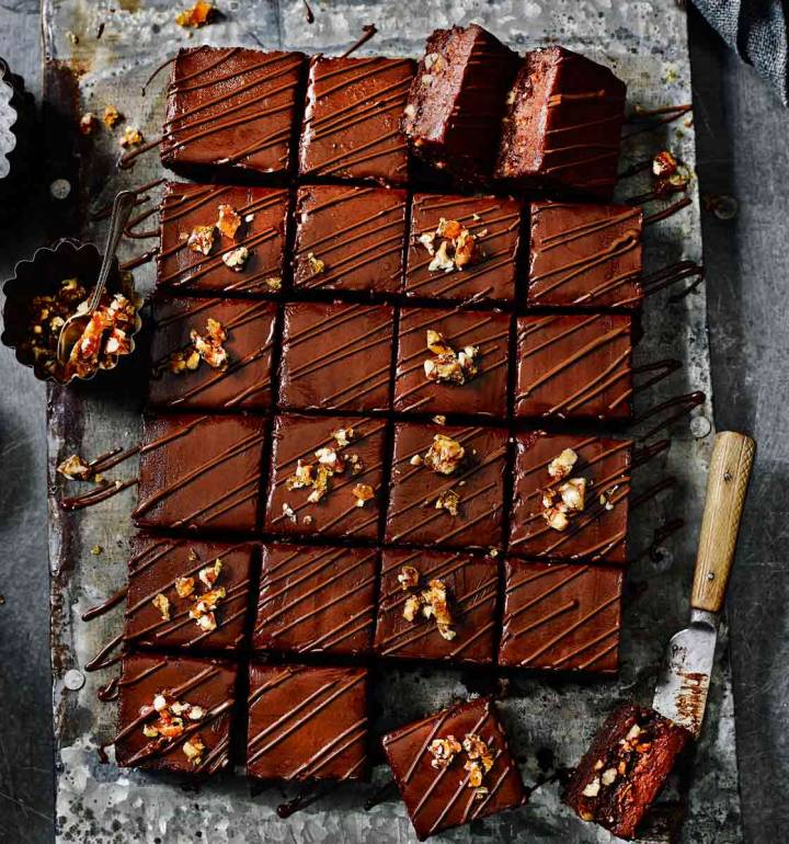 Chocolate, pecan and salted caramel torte