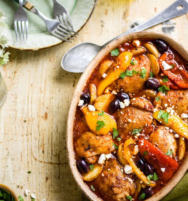 Greek-style chicken and olive stew | Sainsbury`s Magazine