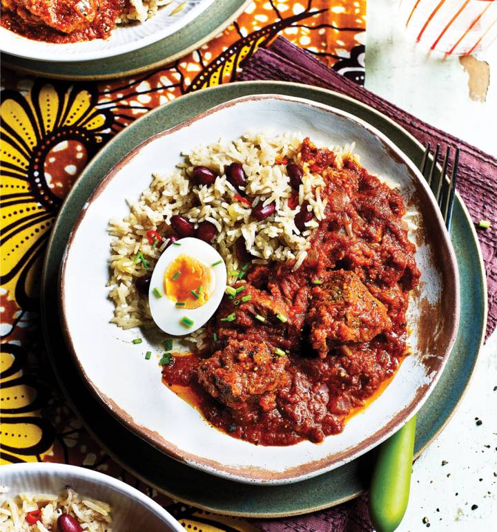 Waakye lamb stew