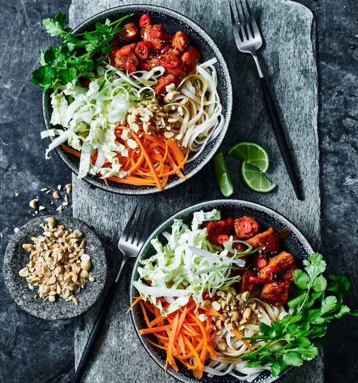 Vietnamese caramel pork noodle salad