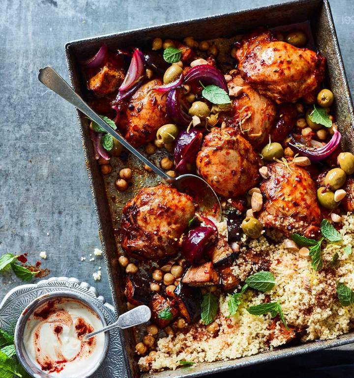 Harissa chicken traybake
