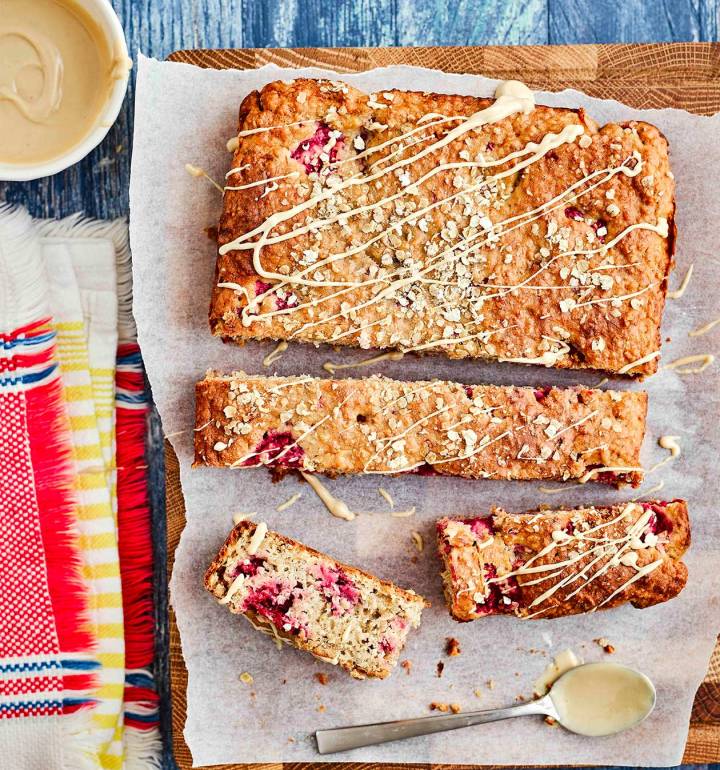 Raspberry peanut butter breakfast bars | Sainsbury`s Magazine