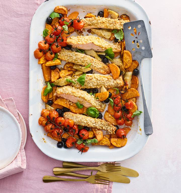 Provençal pine nut-crusted salmon