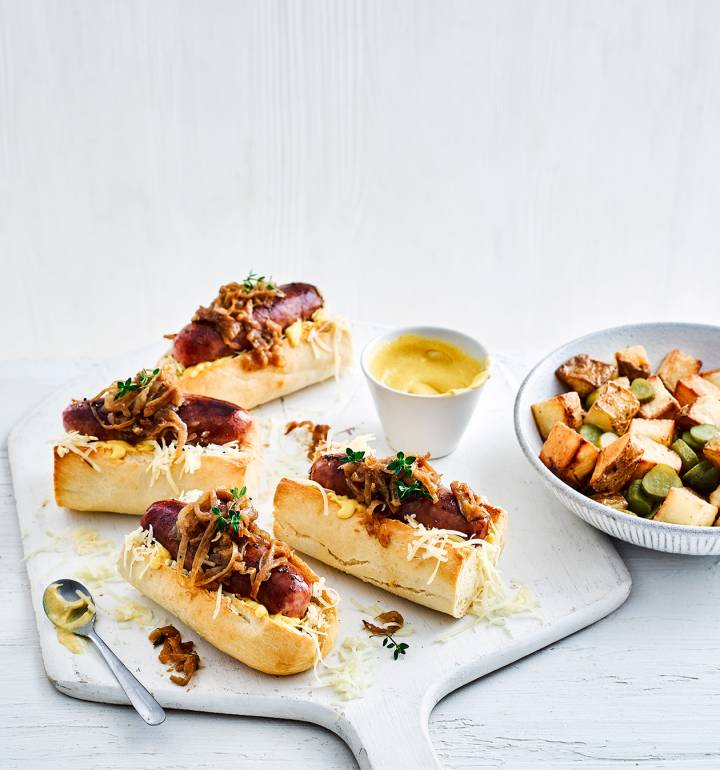 French onion hotdogs