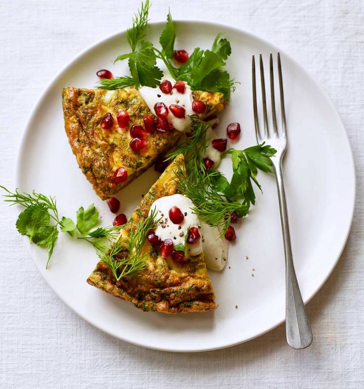 Coriander & feta frittata