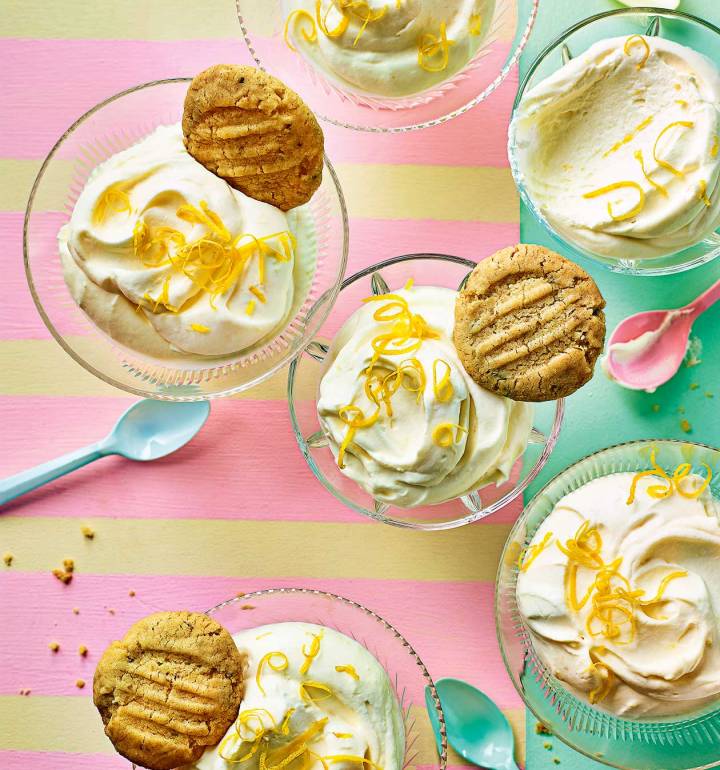 Lemon syllabub with rosemary biscuits