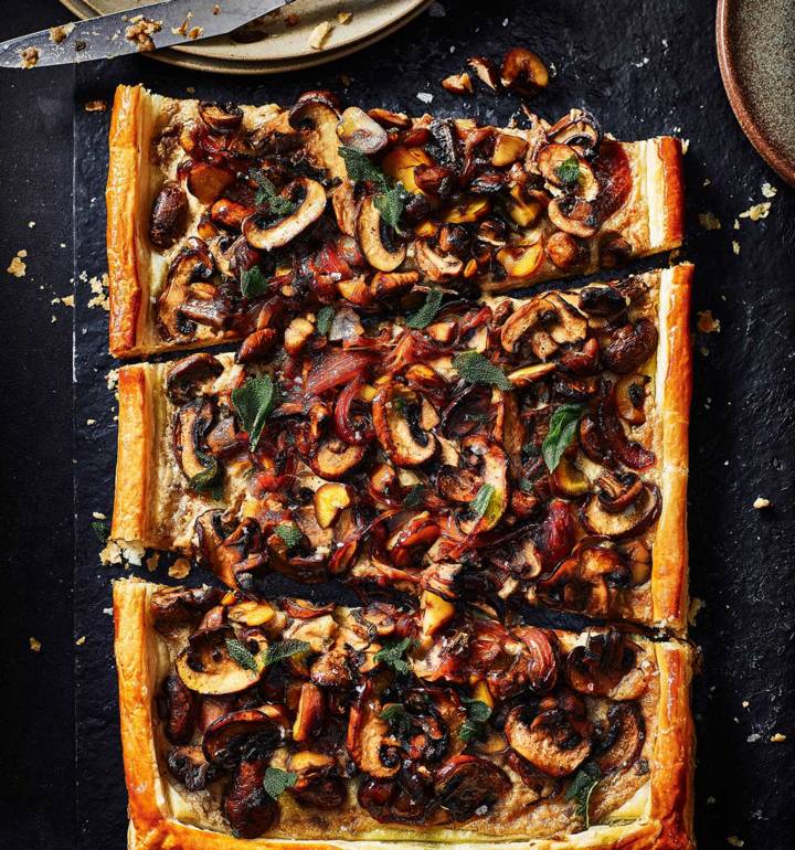 Chestnut and mushroom tart