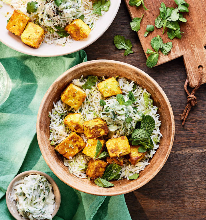 Turmeric tofu with zingy lime rice