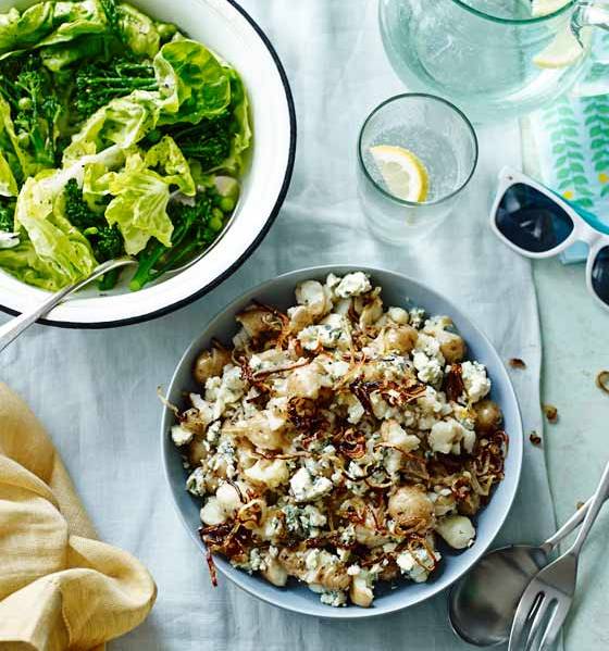 Smashed Anya, blue cheese and crispy shallot salad