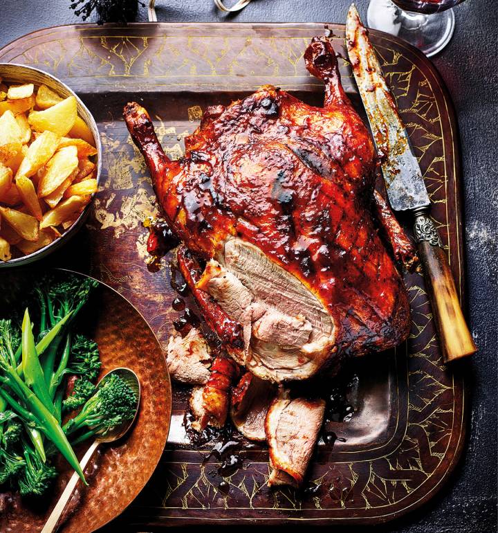 Roast crispy duck with cranberry glaze