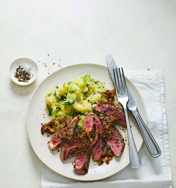 Steak with sprout colcannon