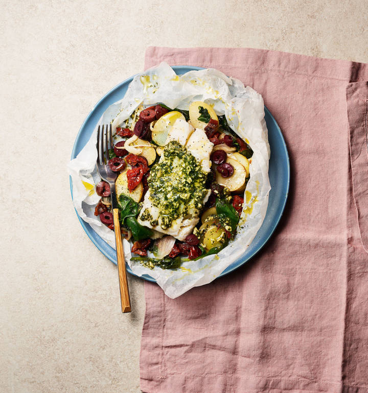 Mediterranean cod parcels recipe | Sainsbury`s Magazine