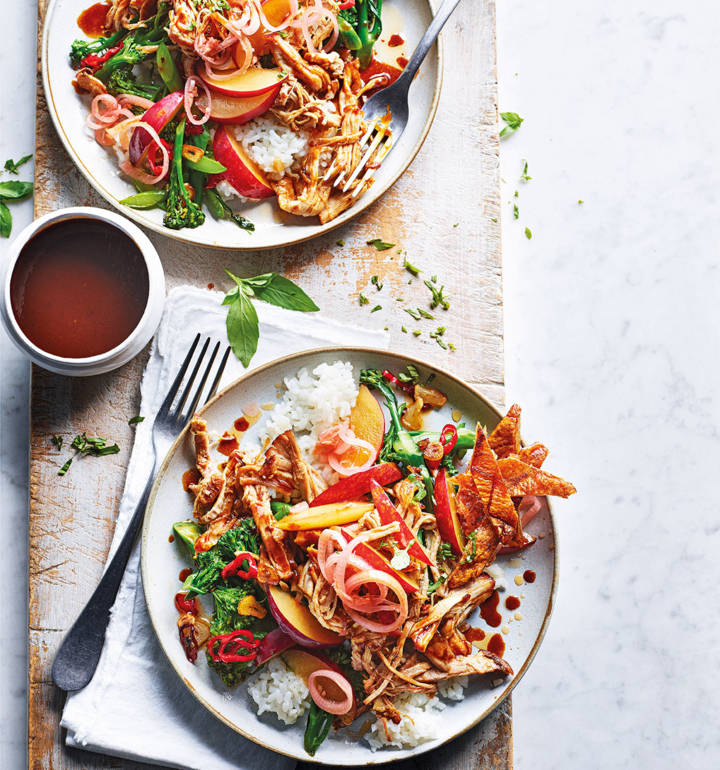 Slow-roast pork belly with pickled plums