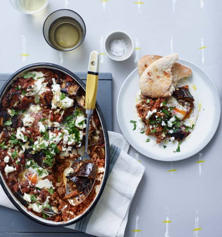 Aubergine and beef shakshuka