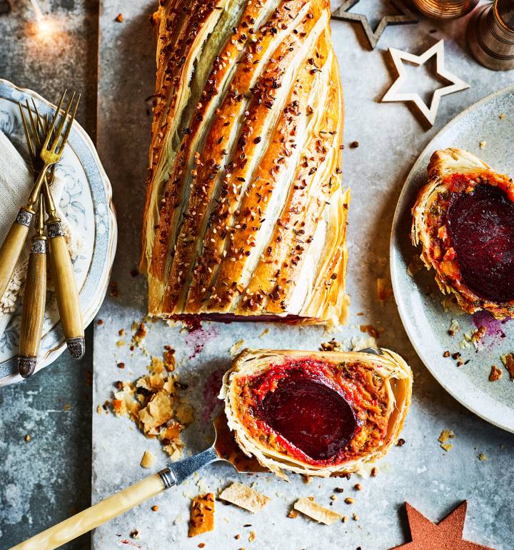 Moroccan spiced beetroot and squash wellington
