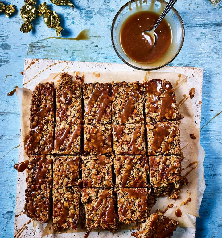 Sticky toffee flapjacks