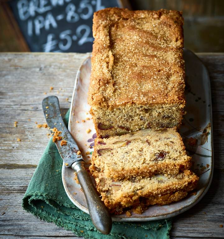 Bitter-soaked date and banana loaf