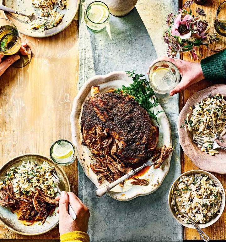 Slow-roast lamb and yogurt orzo