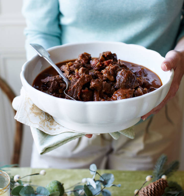 Beef and porcini stew with rosemary, tomato and Chianti