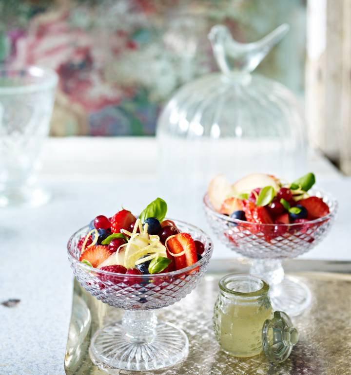 Basil and lemon summer berry salad