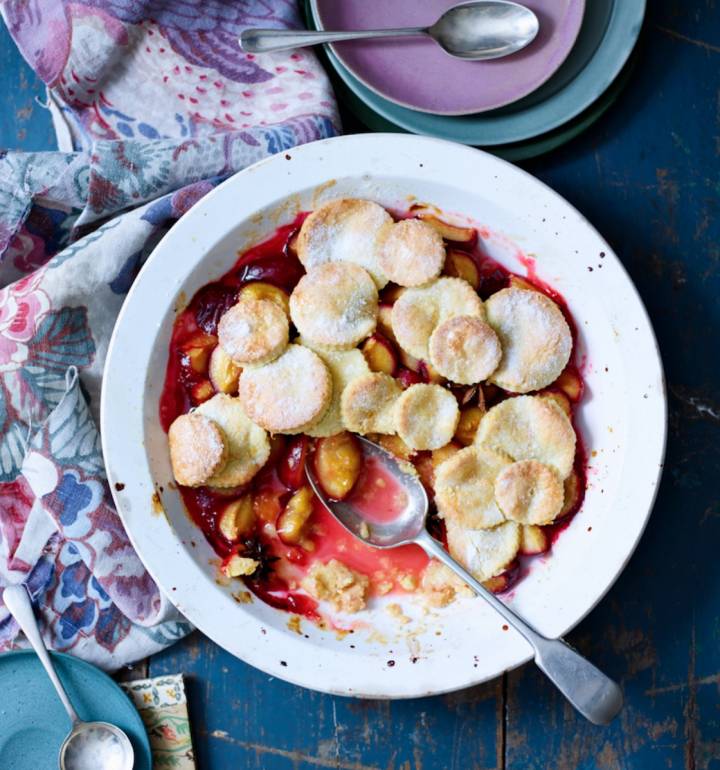 Sugar-crusted plum, orange and star anise pie