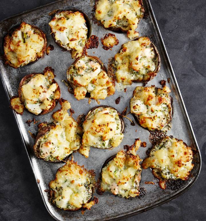 Fish pie potato skins