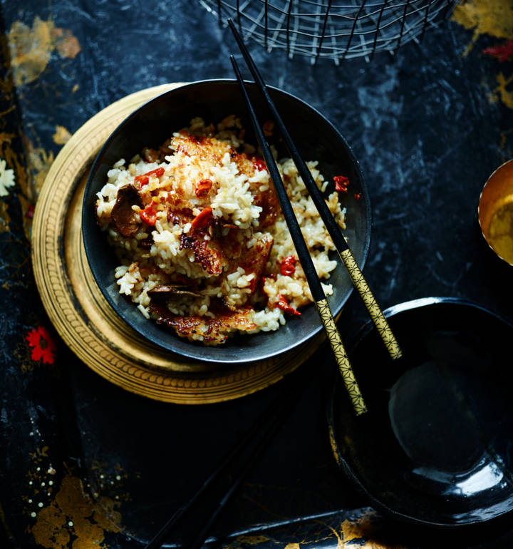Scorched mushroom and ginger rice