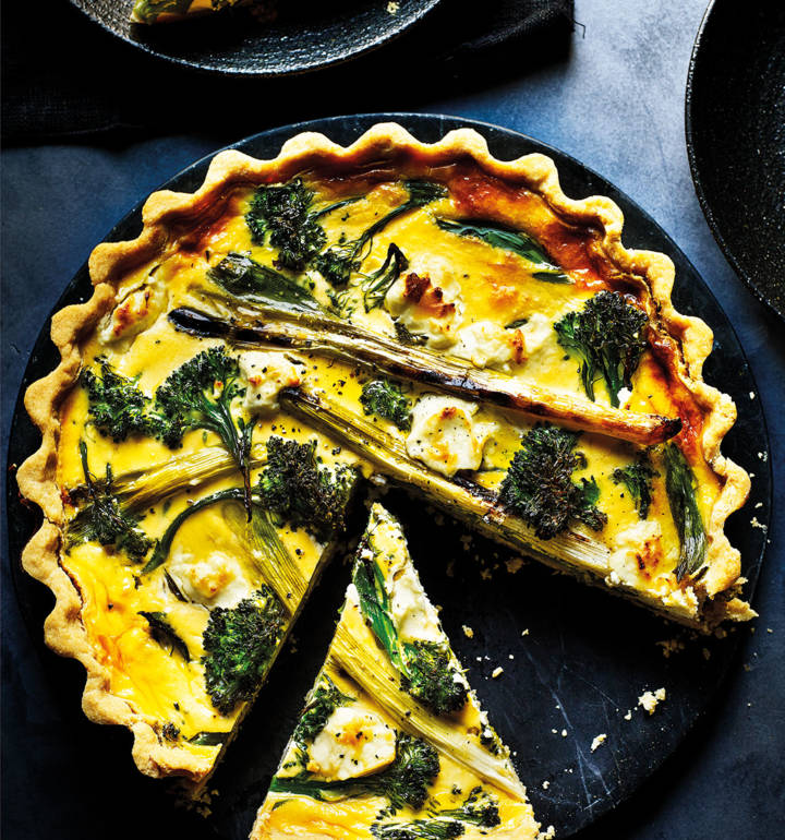 Tenderstem and goats’ cheese quiche recipe Sainsbury`s Magazine