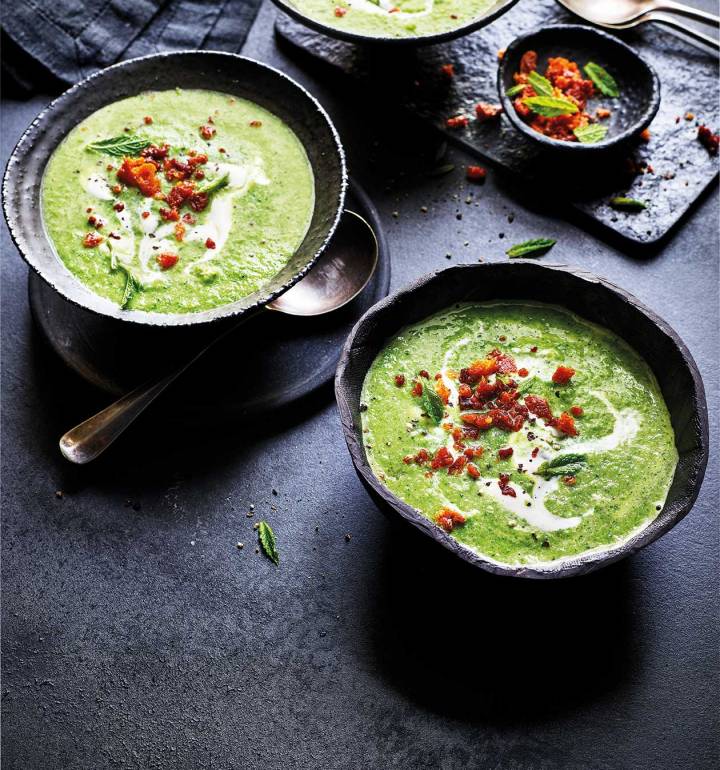 Lettuce soup with chorizo crumbs recipe | Sainsbury`s Magazine