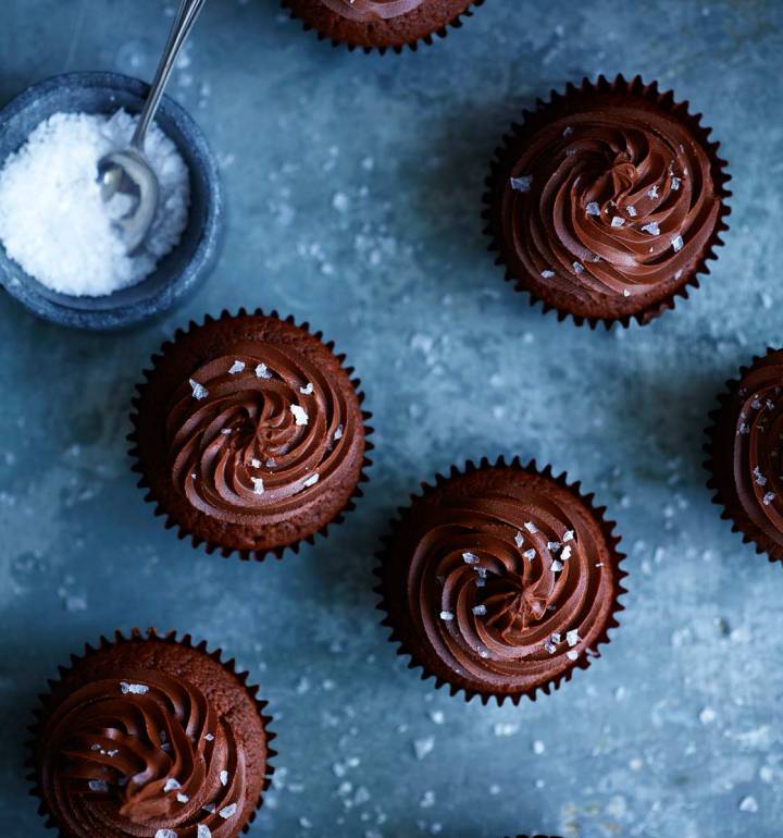 Sea salt and dark chocolate cupcakes