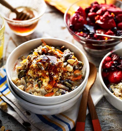 Bircher-style muesli with ruby red fruit