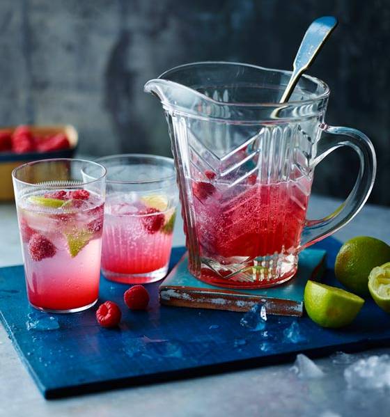 Raspberry, lime and rose cordial