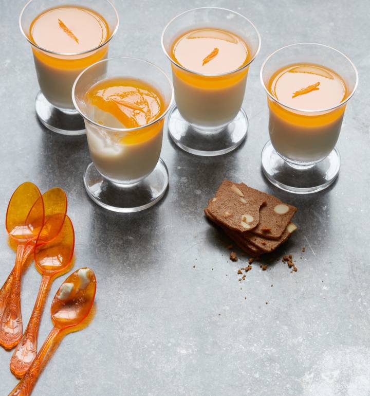Clementine, coconut and cardamom panna cotta