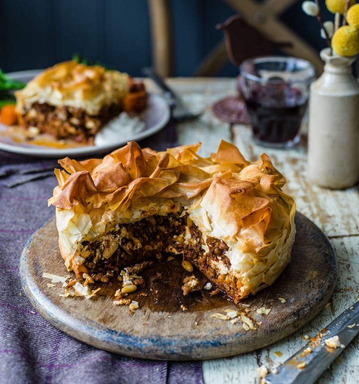 Spiced lamb filo parcel