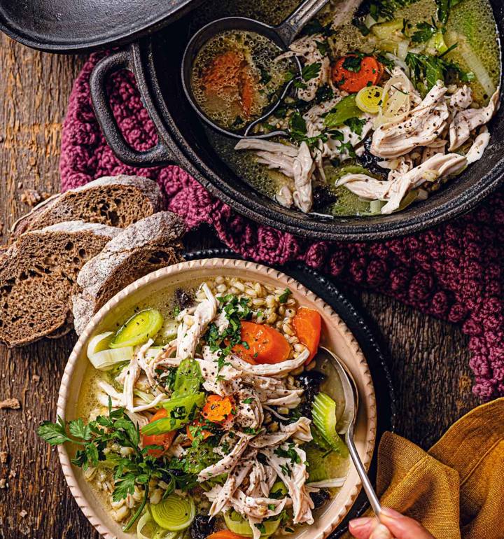 Cock-a-leekie soup