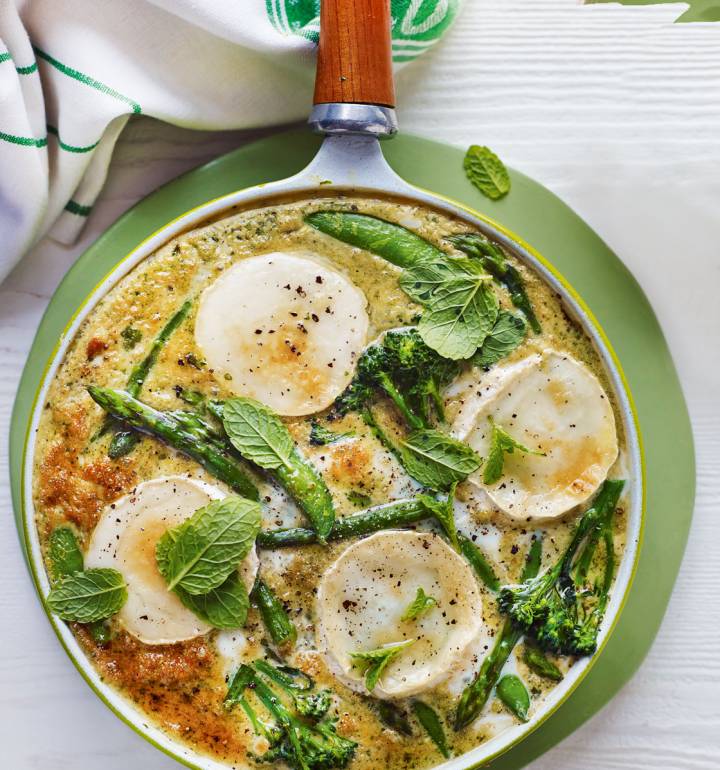 Three-veg frittata with goats' cheese