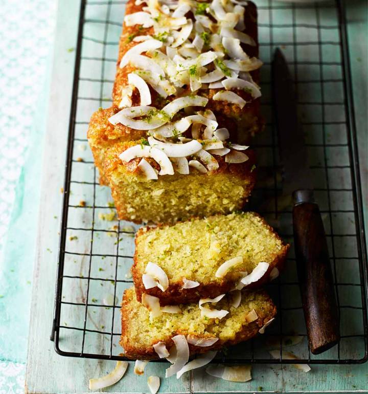 Lime and coconut drizzle cake