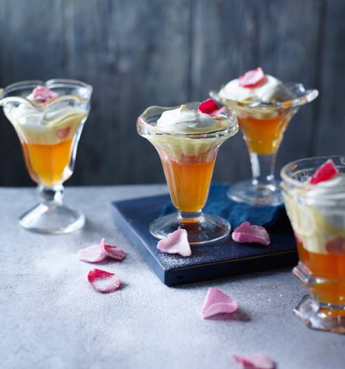 Rhubarb and custard sundaes