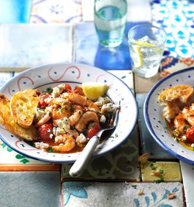 Prawn saganaki